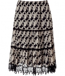 Bring whimsical charm to your daytime style with this star printed skirt from Anna Sui - Elasticized waist, tiered skirt, star-detailed lace trim, all-over start print - Wear with a boho-inspired blouse, platform sandals, and a cardigan Bring whimsical charm to your daytime style with this star printed skirt from Anna Sui - Elasticized waist, tiered skirt, star-detailed lace trim, all-over start print - Wear with a boho-inspired blouse, platform sandals, and a cardigan