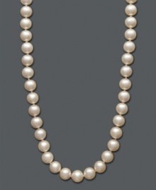 A luxurious gift to last a lifetime. Give her everlasting elegance with Belle de Mer's simple strand of Akoya cultured pearls (7-7-1/2 mm) set in 14k gold. Approximate length: 18 inches. A luxurious gift to last a lifetime. Give her everlasting elegance with Belle de Mer's simple strand of Akoya cultured pearls (7-7-1/2 mm) set in 14k gold. Approximate length: 18 inches.