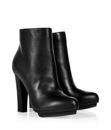 Ultra-stylish and incredibly versatile, these leather ankle boots from Le Silla are the perfect style solution for every ensemble - Round toe, front platform, chunky high heel, side zip closure - Wear with a printed mini-dress, skinny jeans, or cropped trousers