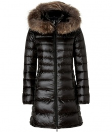Contemporary and sleek, this fur-trimmed down coat from Duvetica is a cool weather must-have - Hood with fur trim, stand-up collar, dual-zip front closure, long sleeves, slit pockets, quilted - Slim fit - Wear with a cashmere pullover, leather leggings or skinny jeans, and ankle booties Contemporary and sleek, this fur-trimmed down coat from Duvetica is a cool weather must-have - Hood with fur trim, stand-up collar, dual-zip front closure, long sleeves, slit pockets, quilted - Slim fit - Wear with a cashmere pullover, leather leggings or skinny jeans, and ankle booties