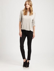 Perfect balance between modern and timeless, these highly chic skinnies have cropped-leg construction and shimmery tuxedo stripes on the sides. THE FITSkinny fitRise, about 8Inseam, about 27THE DETAILSButton closureZip flyFive-pocket style74% cotton/24% Tencel/2% LyocellDry cleanMade in USA of imported fabricModel shown is 5'10 (177cm) wearing US size 4.