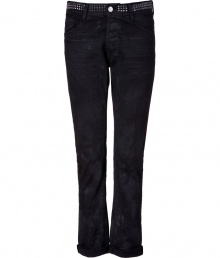 As edgy as they are unique, Each Others studded boyfriend jeans set a cool foundation for edgy urban looks - Washed-out finish, classic five-pocket style, button closure, studded waistband, belt loops, rolled cuffs - Slim straight leg - Team with chunky knits and statement biker boots As edgy as they are unique, Each Others studded boyfriend jeans set a cool foundation for edgy urban looks - Washed-out finish, classic five-pocket style, button closure, studded waistband, belt loops, rolled cuffs - Slim straight leg - Team with chunky knits and statement biker boots