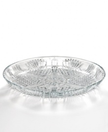 Set a dazzling table with Bormioli Rocco's Selecta oval tray. Ornate cut glass with a raised edge accents elegant settings with old-world brilliance. Set a dazzling table with Bormioli Rocco's Selecta oval tray. Ornate cut glass with a raised edge accents elegant settings with old-world brilliance.