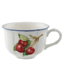 Liven up afternoon tea with the colorful Cottage Inn tea cup. Lush, dancing clusters of ripened blueberries, raspberries and cherries are a stunning contrast on creamy white porcelain and lend every meal a touch of traditional elegance. Liven up afternoon tea with the colorful Cottage Inn tea cup. Lush, dancing clusters of ripened blueberries, raspberries and cherries are a stunning contrast on creamy white porcelain and lend every meal a touch of traditional elegance.