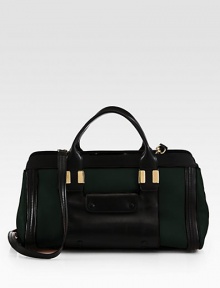 Supple Italian leather in dramatically contrasting hues form this structured design with a detachable strap for versatility. Detachable shoulder strap, 21¼ dropDouble top handles, 4 dropTop zip closureTwo outside open pocketsProtective metal feetOne inside zip pocketOne inside open pocketCotton lining14W X 8½H X 7¾DMade in Italy Supple Italian leather in dramatically contrasting hues form this structured design with a detachable strap for versatility. Detachable shoulder strap, 21¼ dropDouble top handles, 4 dropTop zip closureTwo outside open pocketsProtective metal feetOne inside zip pocketOne inside open pocketCotton lining14W X 8½H X 7¾DMade in Italy