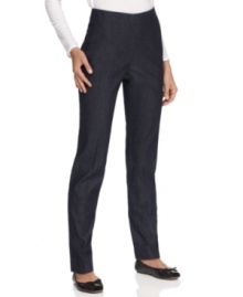 A high rise and slim fit add up to a lean silhouette. Get the look with these jeans from J Jones New York.