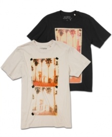 Like an old-fashioned photo, this Guess t-shirt lets you recall the lazy, hazy days--all year round.