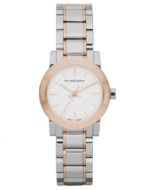 This luxury timepiece from British fashion house Burberry flaunts trendy rose-gold and exact Swiss precision. This luxury timepiece from British fashion house Burberry flaunts trendy rose-gold and exact Swiss precision.
