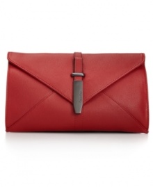 Add an edgy accent to your night-time accessorizing with this the luxe leather clutch from Calvin Klein. Super sleek and sized for the essentials, it looks effortless under your arm. Add an edgy accent to your night-time accessorizing with this the luxe leather clutch from Calvin Klein. Super sleek and sized for the essentials, it looks effortless under your arm.