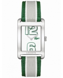 This sporty Andorra watch from Lacoste features a unique dial with large numerals and Lacoste's classic preppy stripes at the strap.