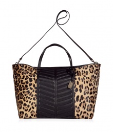 Add instant elegance to your day or night look with this ultra luxe leather shopper tote from Valentino- Large carryall shape, small handles and shoulder strap, decorative logo plaque, texturized leather and leopard print detail - The perfect accent for high or low ensembles Add instant elegance to your day or night look with this ultra luxe leather shopper tote from Valentino- Large carryall shape, small handles and shoulder strap, decorative logo plaque, texturized leather and leopard print detail - The perfect accent for high or low ensembles