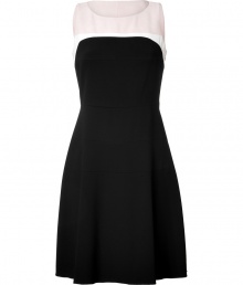 Add instant chic to your party-perfect look with this swing dress from Paule Ka - Rounded neckline, colorblocked top, fitted bodice, full skirt, concealed back zip closure - Wear with fishnets, platform pumps, a slim trench, and a statement clutch Add instant chic to your party-perfect look with this swing dress from Paule Ka - Rounded neckline, colorblocked top, fitted bodice, full skirt, concealed back zip closure - Wear with fishnets, platform pumps, a slim trench, and a statement clutch
