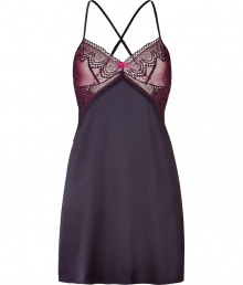 Lounge in luxe style in this seductive cami slip from Elle MacPherson Intimates - V-neck, semi-sheer lace bodice, crisscross straps, low back, solid full skirt - Pair with a bra and matching panties for boudoir chic Lounge in luxe style in this seductive cami slip from Elle MacPherson Intimates - V-neck, semi-sheer lace bodice, crisscross straps, low back, solid full skirt - Pair with a bra and matching panties for boudoir chic