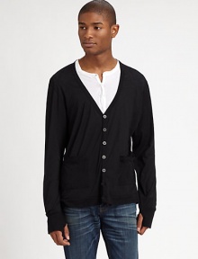 Luxurious, layering favorite you'll look to season after season, shaped in soft cotton and characterized by contrast stitching.ButtonfrontWaist patch pocketsCottonMachine washImported Luxurious, layering favorite you'll look to season after season, shaped in soft cotton and characterized by contrast stitching.ButtonfrontWaist patch pocketsCottonMachine washImported