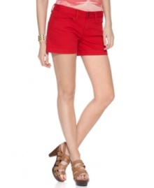 Red is right on-trend for this season -- get the look with these denim shorts from Calvin Klein Jeans.