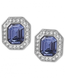 Classic glamour. Carolee's clip-on earrings feature an emerald-cut glass stone surrounded by glass accents to make this pair the center of attention. Clip-on backing for non-pierced ears. Crafted from silver-tone mixed metal. Approximate drop: 3/4 inch.