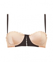 Half-corset and half-bra, this luxe piece from Kiki de Montparnasse adds sizzle to any ensemble - Underwire, slightly padded cups, front hook and eye closure, adjustable wide-set straps - Perfect under a low-cut blouse or paired with matching panties for stylish lounging Half-corset and half-bra, this luxe piece from Kiki de Montparnasse adds sizzle to any ensemble - Underwire, slightly padded cups, front hook and eye closure, adjustable wide-set straps - Perfect under a low-cut blouse or paired with matching panties for stylish lounging