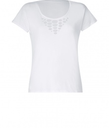 Rocker-chic looks get a super soft finish with Zadig & Voltaires cut-out cotton tee - Scooped neckline, short sleeves, cut-out holes at neckline - Easy straight fit - Pair with edgy jeans and urban-cool accessories