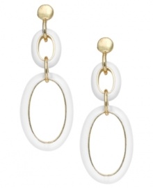 Double up on shapely style. Charter Club's chic drop earrings feature white resin set in gold tone mixed metal. Approximate drop: 1-3/4 inches. Double up on shapely style. Charter Club's chic drop earrings feature white resin set in gold tone mixed metal. Approximate drop: 1-3/4 inches.
