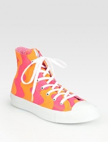 Playful high top design of stretchy canvas, sweetened by wide, modernized stripes. Canvas upperCanvas liningRubber solePadded insoleImported Playful high top design of stretchy canvas, sweetened by wide, modernized stripes. Canvas upperCanvas liningRubber solePadded insoleImported