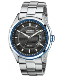 A classic steel timepiece with modern color. This Citizen watch features Eco-Drive technology that harnesses natural and artificial light, never needing a battery. From the Drive from Citizen Eco-Drive collection. A classic steel timepiece with modern color. This Citizen watch features Eco-Drive technology that harnesses natural and artificial light, never needing a battery. From the Drive from Citizen Eco-Drive collection.