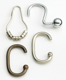 Hang your shower curtain in style with G hooks from Charter Club. A simple G shape, available in bronze or nickel, complements the modern and traditional bath. Pictured on the bottom left and right.