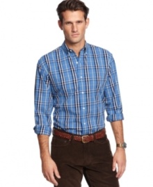 Every bit a classic fit is this plaid shirt by Club Room.