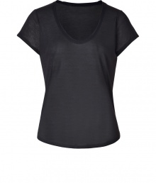 Build the foundations of cool layered looks starting with Vinces semi-sheer scoop neck tee - Rolled scoop neckline, short sleeves, semi-sheer - Loosely fitted - Wear with practically anything for that effortless cool look