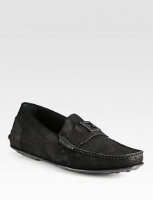 Stamped FF print on treated suede makes this luxurious loafer exceptionally modern and stylish.Suede upperLeather liningRubber/leather soleMade in Italy Stamped FF print on treated suede makes this luxurious loafer exceptionally modern and stylish.Suede upperLeather liningRubber/leather soleMade in Italy