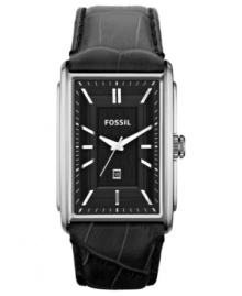 An impeccably designed Dress watch from Fossil with the classic combination of black leather and steel. An impeccably designed Dress watch from Fossil with the classic combination of black leather and steel.