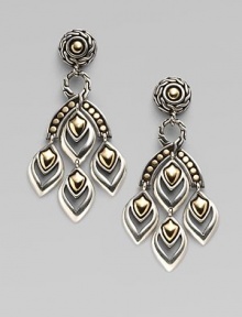 From the Naga Collection. Graceful chandelier drops combine sterling silver and 18k yellow gold with graphic, textural richness. 18k yellow gold and sterling silver Length, about 1¾ Width, about ¾ Post back Made in Bali From the Naga Collection. Graceful chandelier drops combine sterling silver and 18k yellow gold with graphic, textural richness. 18k yellow gold and sterling silver Length, about 1¾ Width, about ¾ Post back Made in Bali