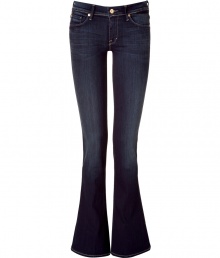 Designer jeans made ​.​.of dark blue stretch cotton with intelligent fading and a figure-flatting fit - Flared cut creates a retro look that lengthens legs and accentuates curves - Signature logo stitched at back pockets - Pair with a tunic top and cork-botton wedges for a casually sexy weekend look