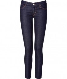 Sexy cropped skinny jeans in classic dark denim with orange contrast stitching - Traditional five-pocket design with button closure and zip fly - Long, fitted leg falls at ankle - Perfect choice for day or evening - Dress up with heels and a lace top, or dress down with ankle boots and an off-shoulder sweater Sexy cropped skinny jeans in classic dark denim with orange contrast stitching - Traditional five-pocket design with button closure and zip fly - Long, fitted leg falls at ankle - Perfect choice for day or evening - Dress up with heels and a lace top, or dress down with ankle boots and an off-shoulder sweater