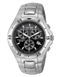 Classic sport watch design, modernized with chronograph capabilities and Citizen's signature Eco-Drive solar power. Classic sport watch design, modernized with chronograph capabilities and Citizen's signature Eco-Drive solar power.