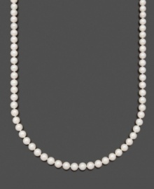 Perfection in sweet pearls. Add timeless style to your wardrobe with AA Akoya cultured pearls (7-7-1/2 mm) set in 14k gold. Necklace by Belle de Mer. Approximate length: 16 inches. Perfection in sweet pearls. Add timeless style to your wardrobe with AA Akoya cultured pearls (7-7-1/2 mm) set in 14k gold. Necklace by Belle de Mer. Approximate length: 16 inches.