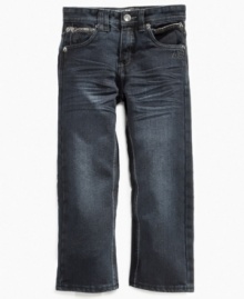 Cool school style is easy with these straight-fit jeans from Akademiks. Cool school style is easy with these straight-fit jeans from Akademiks.
