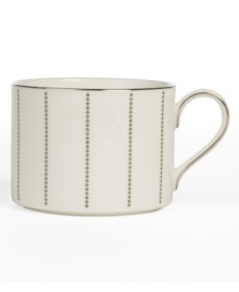 Lustrous platinum bands create a refined pattern that evokes the stately grace of Deco design. With simple geometric shapes, the Chelsea Platinum collection flows from the formal to everyday table with ease. Crafted of fine Mikasa bone china. Lustrous platinum bands create a refined pattern that evokes the stately grace of Deco design. With simple geometric shapes, the Chelsea Platinum collection flows from the formal to everyday table with ease. Crafted of fine Mikasa bone china.