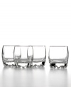 A fun soda bottle shape and stackable design makes this set of Galassia double old-fashioned drinking glasses a perfect fit for modern homes and small kitchens. Equally suited for water, juice and anything on the rocks.