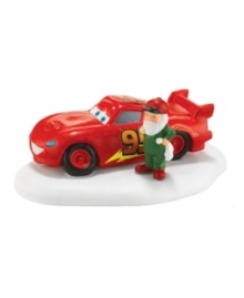 A hotshot on the track and under the tree, Disney Pixar's Lightning McQueen gets treated to a holiday tuneup at the North Pole Village in this winning figurine from Department 56. A hotshot on the track and under the tree, Disney Pixar's Lightning McQueen gets treated to a holiday tuneup at the North Pole Village in this winning figurine from Department 56.