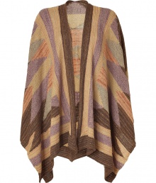 With a trend-right ethnic print and a cozy cashmere-and-linen blend, this serape poncho is the perfect cardigan alternative - Open silhouette, draped fit, all-over patterned knit - Style with high-waisted skinnies, a cashmere pullover, and over-the-knee boots