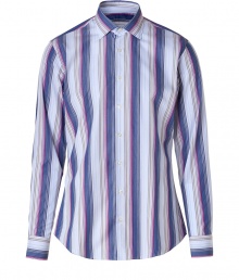 Playful and chic with its bright striping, Etros cotton button-down lends a characteristic fun edge to any outfit - Cutaway collar, long sleeves, buttoned cuffs, button-down front, shirttail hemline - Modern slim fit - Wear with a bright leather belt, tailored trousers and loafers Playful and chic with its bright striping, Etros cotton button-down lends a characteristic fun edge to any outfit - Cutaway collar, long sleeves, buttoned cuffs, button-down front, shirttail hemline - Modern slim fit - Wear with a bright leather belt, tailored trousers and loafers