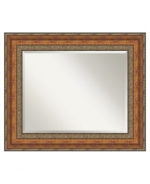 A vision of old-world sophistication, the Vienna bronze wall mirror features a rustic antique burnish and magnificent floral trim. Generously proportioned with a decidedly masculine edge for traditional living rooms or the master bedroom. Deep bevels add extra definition to the mirror itself. A vision of old-world sophistication, the Vienna bronze wall mirror features a rustic antique burnish and magnificent floral trim. Generously proportioned with a decidedly masculine edge for traditional living rooms or the master bedroom. Deep bevels add extra definition to the mirror itself.