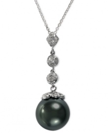 EFFY Collection's exquisite pendant is the perfect mix of sparkle and artistry. Crafted in 14k white gold with cultured Tahitian pearls (10-11 mm) and sparkling diamonds (1/5 ct. t.w.). Approximate length: 18 inches. Approximate drop: 1-1/5 inches. EFFY Collection's exquisite pendant is the perfect mix of sparkle and artistry. Crafted in 14k white gold with cultured Tahitian pearls (10-11 mm) and sparkling diamonds (1/5 ct. t.w.). Approximate length: 18 inches. Approximate drop: 1-1/5 inches.