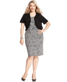 Score two styles for one great price with Elementz' sleeveless plus size dress, including a short sleeve cardigan!