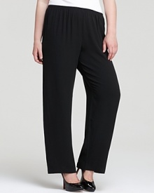 Streamline your look with silky Eileen Fisher Plus pants, featuring a chic shade and clean styling for a slimming finish.