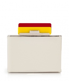 Exquisitely artful with its modern mirrored metal, Sara Battaglias box clutch counts as a sartorial must for fashion-forward looks - Mirrored metal frame, hinged bottom, dark red and yellow acrylic glass detailed hinged clasp with engraved logo, green satin and silver leather lining - Wear as a statement finish to edgy evening outfits Exquisitely artful with its modern mirrored metal, Sara Battaglias box clutch counts as a sartorial must for fashion-forward looks - Mirrored metal frame, hinged bottom, dark red and yellow acrylic glass detailed hinged clasp with engraved logo, green satin and silver leather lining - Wear as a statement finish to edgy evening outfits