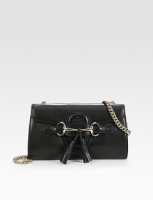 Saddle-soft luxe leather in flap-front silhouette finished with polished hardware and tassel accents.Chain shoulder strap, 17 dropFlap closureOne inside open pocketLeather9W X 5H X 1½DMade in Italy Saddle-soft luxe leather in flap-front silhouette finished with polished hardware and tassel accents.Chain shoulder strap, 17 dropFlap closureOne inside open pocketLeather9W X 5H X 1½DMade in Italy