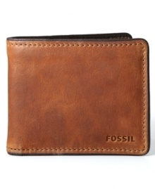 Classically rugged. Stay organized and looking cool with this leather wallet from Fossil. Classically rugged. Stay organized and looking cool with this leather wallet from Fossil.