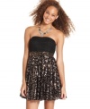 Beads, sequins, tulle -- everything you need to be the belle of the ball! Wear Sequin Hearts' strapless party dress and be the prettiest girl in the room.