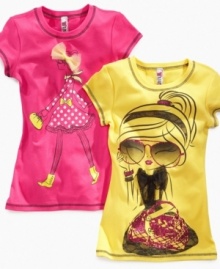 Cutesy chic. Fun designs with glitter and mesh accents, these adorable tees from Beautees complement her cute looks. Cutesy chic. Fun designs with glitter and mesh accents, these adorable tees from Beautees complement her cute looks.